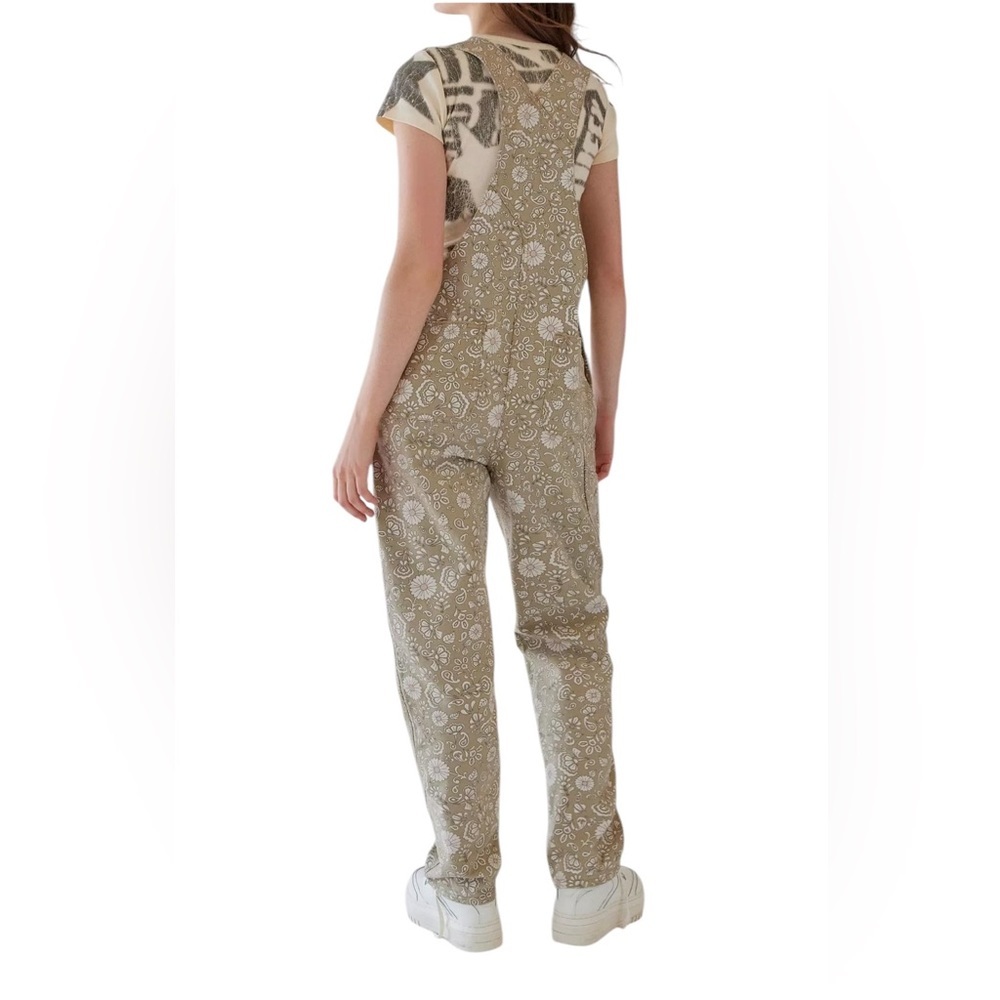 DICKIES overalls Womens Ellis Bohemian floral beige duck canvas Size M - Picture 2 of 16